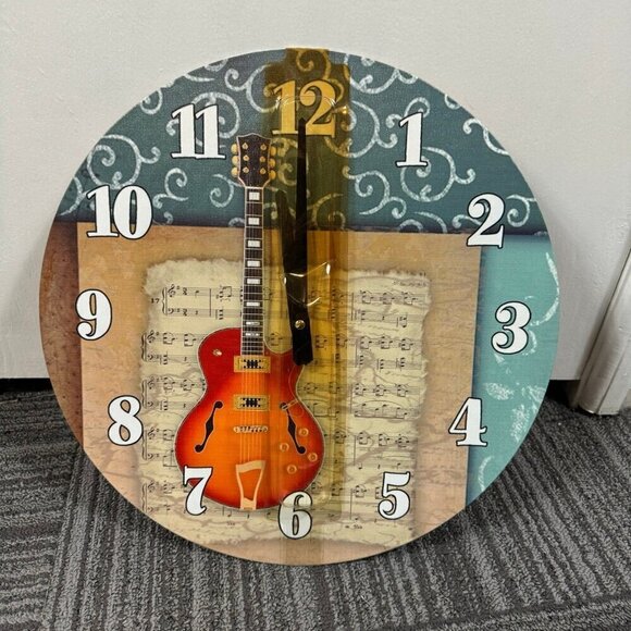 Guitar music themed wall clock. - Picture 1 of 5